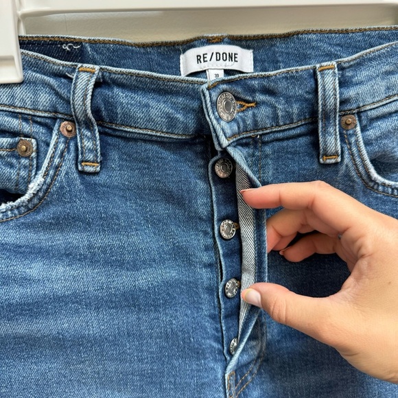 RE/DONE High-Rise Ankle Crop Jeans Dusk Destroy Size 30 - Picture 7 of 16